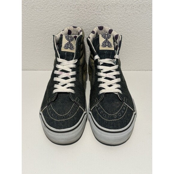 2006 VANS SK8-Hi LX LOOMSTATE SKATE SHOES SZ 8.5 BLUE DENIM POLKA DOTS SNEAKERS - Picture 3 of 14